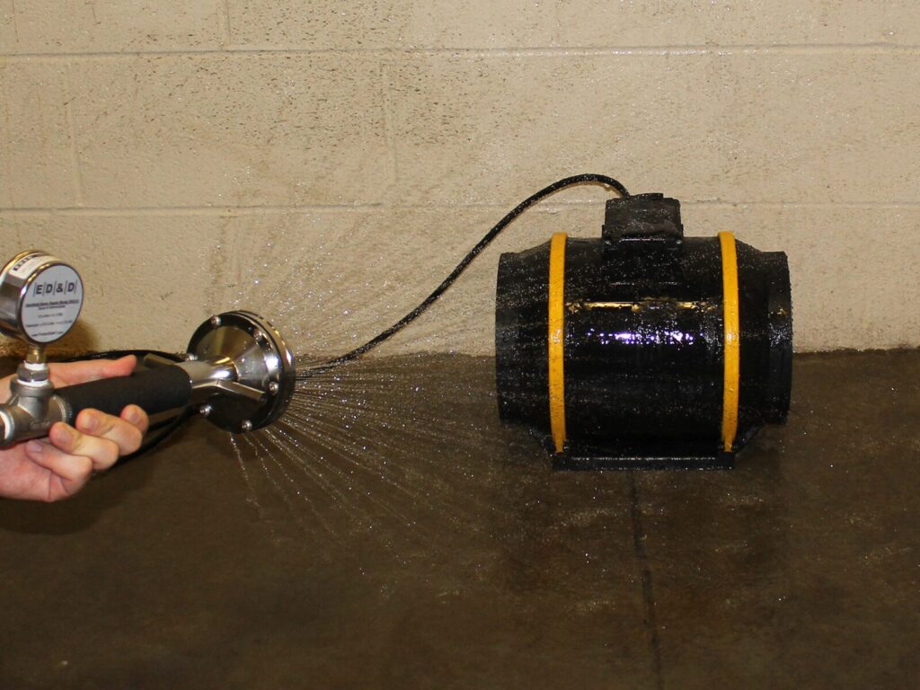 Ingress testing with a shower head nozzle