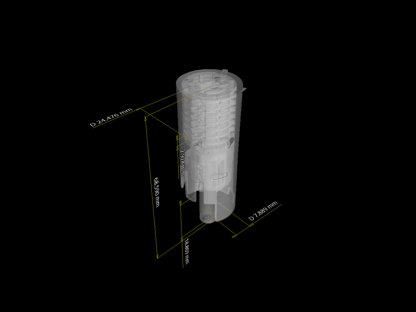 3D scan and dimensional measurements of a flashlight cap