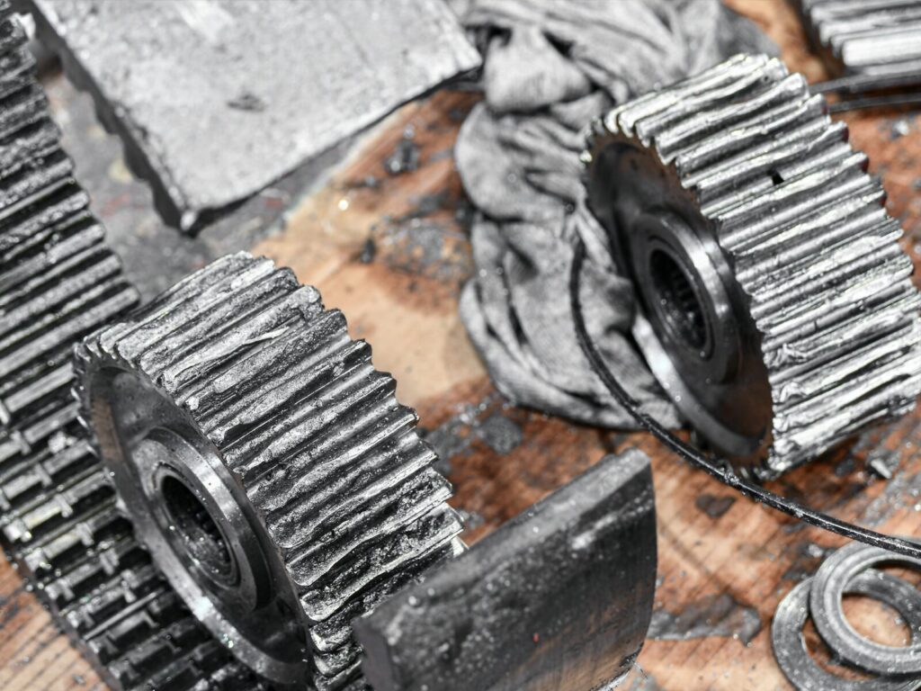A failed gear has split into two pieces