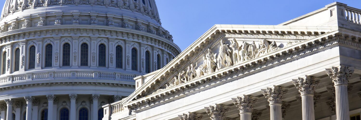 Focus on architectural details of the U.S. Capitol Building