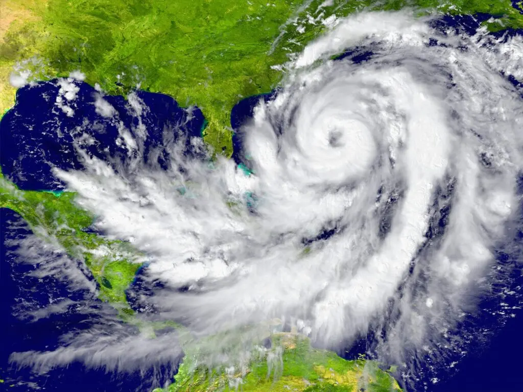 Satellite capture of a hurricane approaching North and South America's eastern coasts