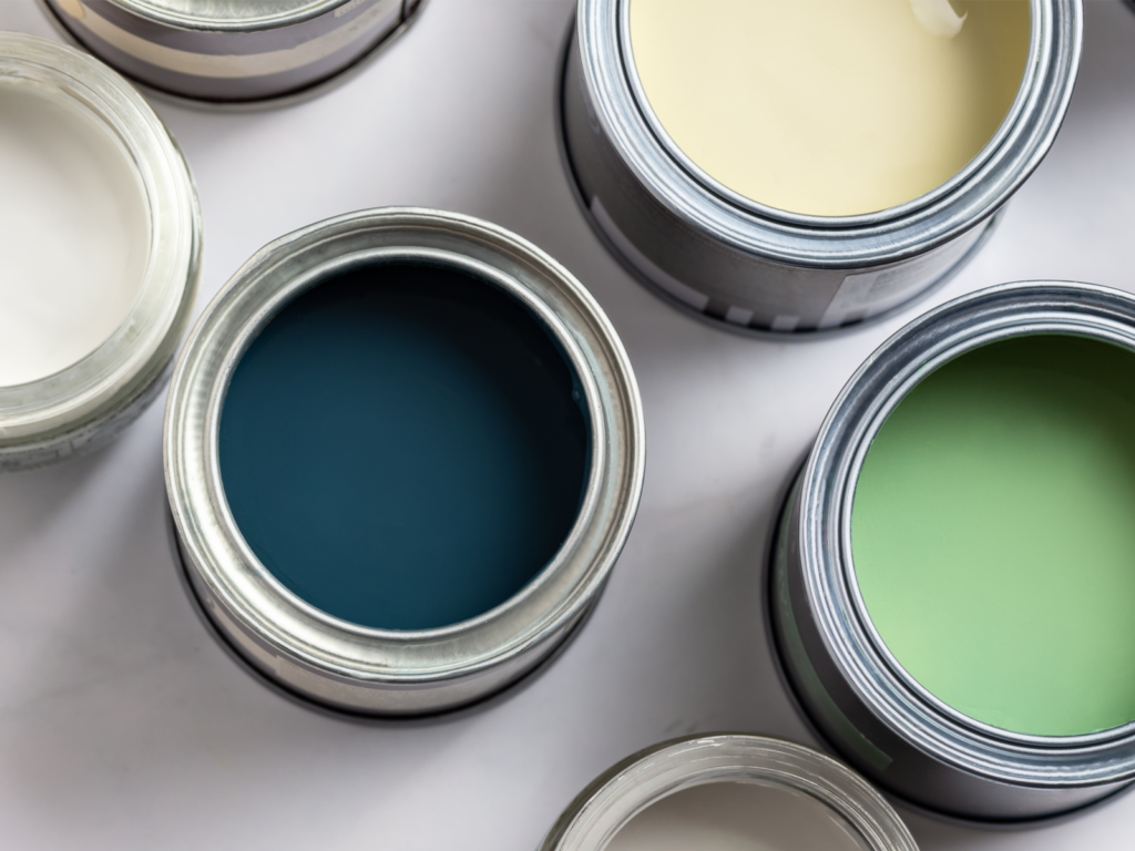 Different color paint cans