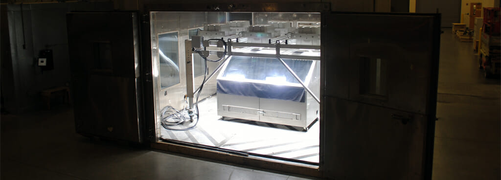 Solar Chamber Exposing Sample to Replicated Sunlight from Behind Glass