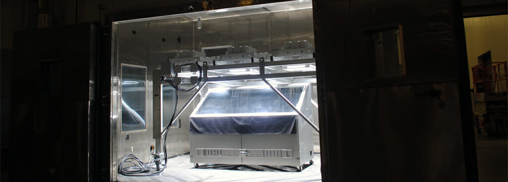 Solar Radiation Chamber Exposing Sample for Testing