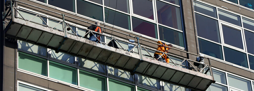 Window Washers Using Building Maintenance System to Work at Heights