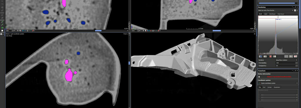 Voids Highlighted in CT Scan of Motor Sample
