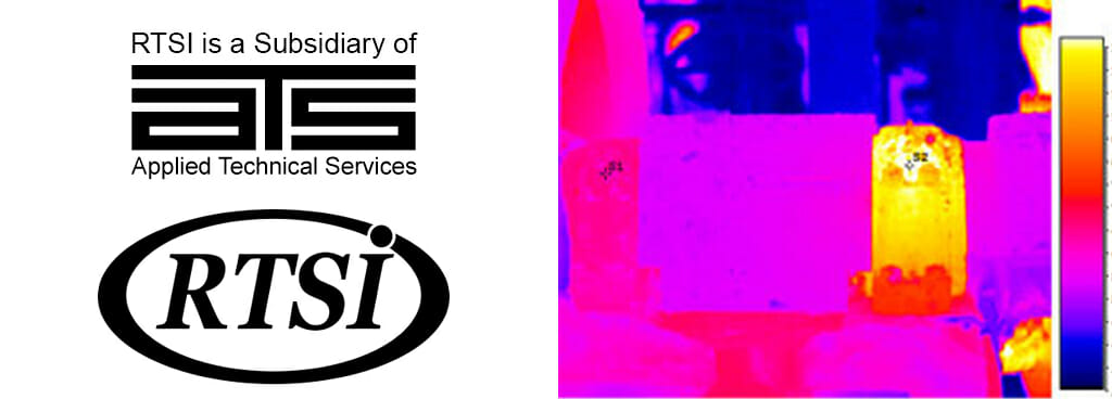 ATS and RTSI logos with a thermographic picture of bearings