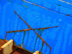 Rusting plate after salt fog exposure