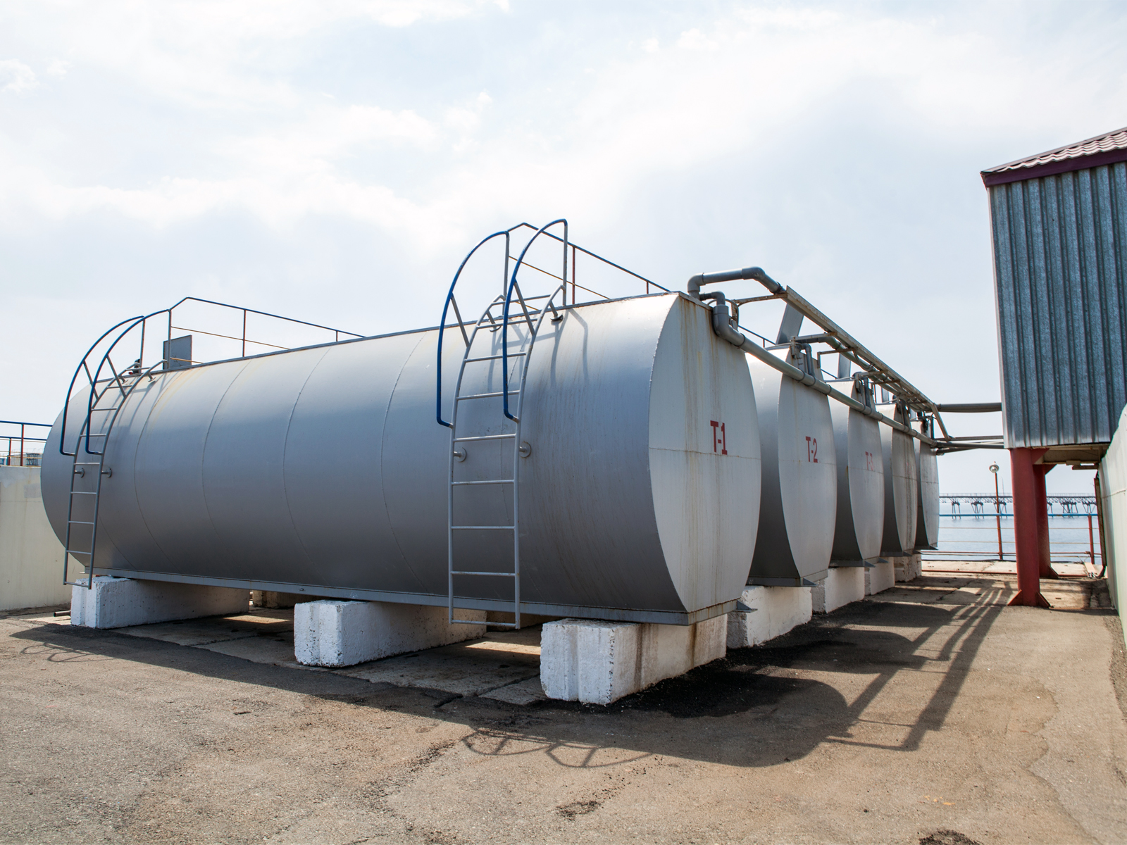 Row of Gasoline Storage Tanks