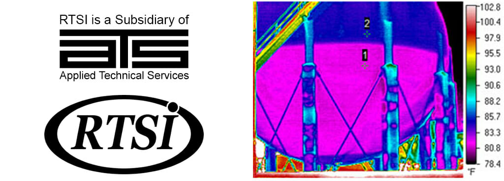 Thermography image of a water tower next to ATS and RTS logos