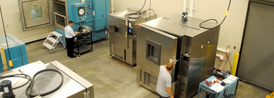 Technicians perform thermal cycling testing