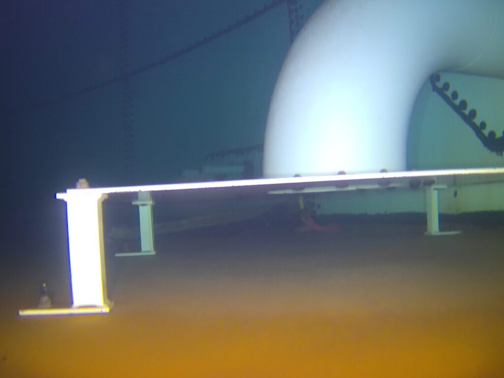 Underwater anti-vortex plate as viewed by a remotely operated vehicle (ROV).