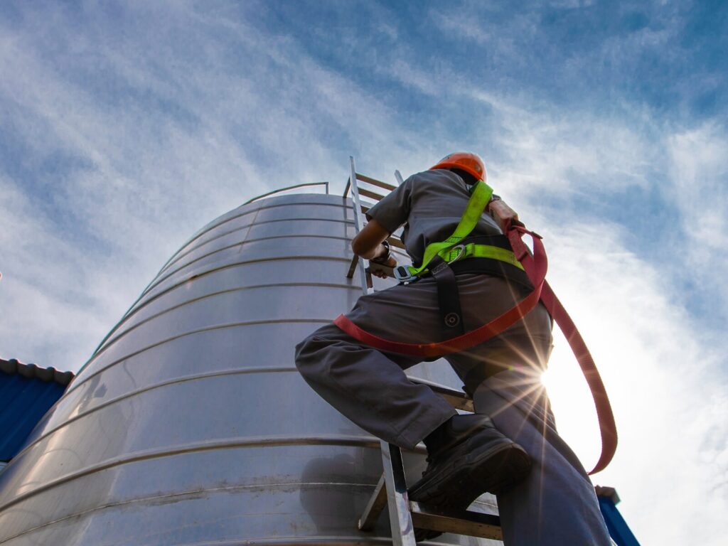 engineer on a ladder