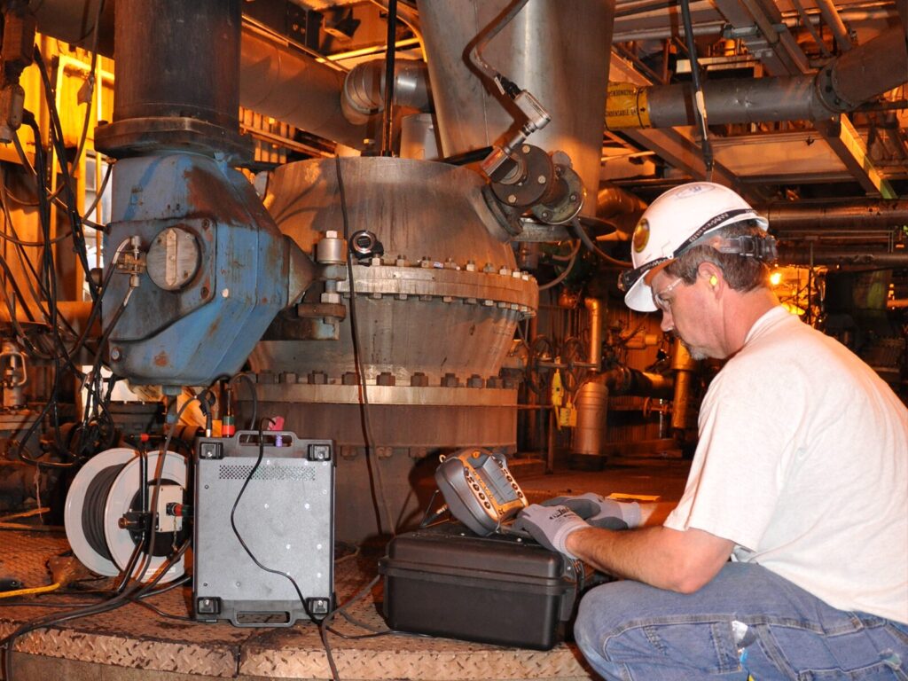 Mechanical Integrity expert assesses a tank with a remote camera