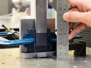Technician measures shear