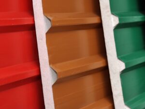 Three large sandwich cores for construction siding
