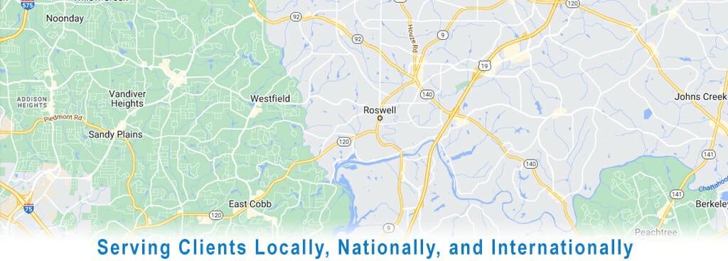 Roswell, GA as seen on a map