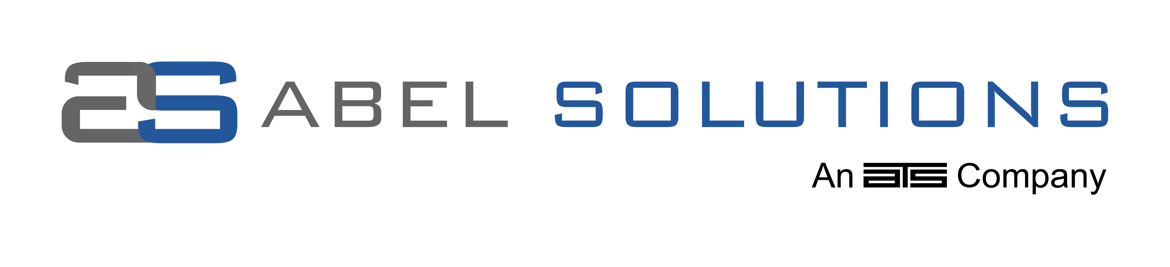 Logo for Abel Solutions, an ATS company. The grey and blue initials A and S are interlocked.