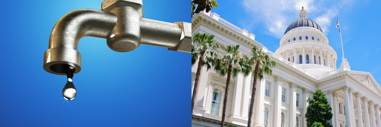 A faucet and the California capitol building