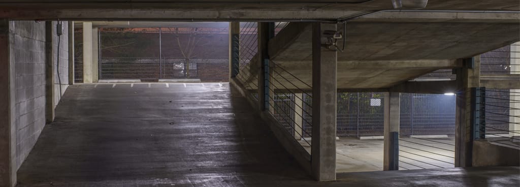 Parking deck ramps at night