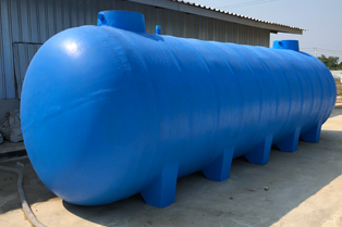 A large blue above ground tank.