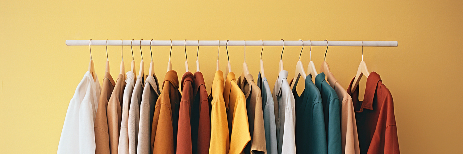 Row of Colorful Shirts Hung on a Rack