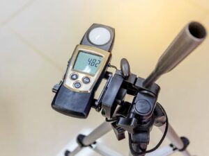 Light meter (luxmeter) on a stand