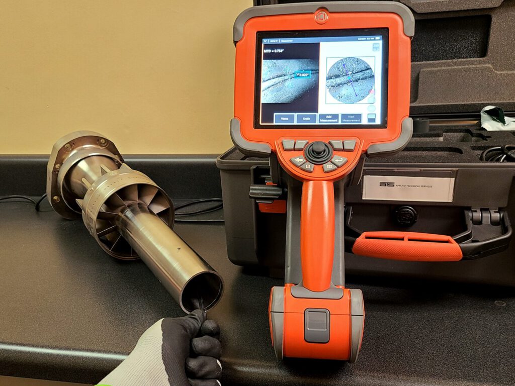 Borescope and screen viewer during small pipe inspection