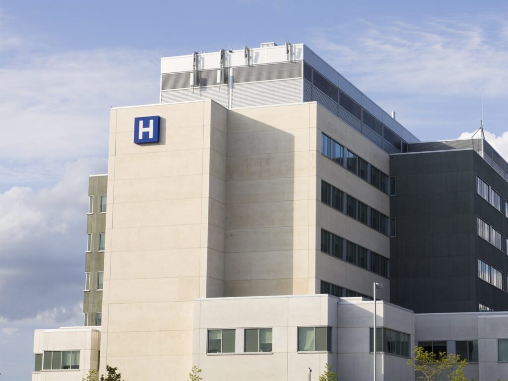 A multistory hospital building