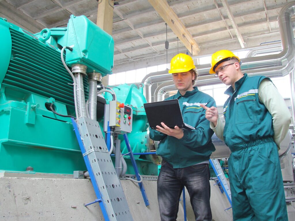 Two engineers at a power generation facility