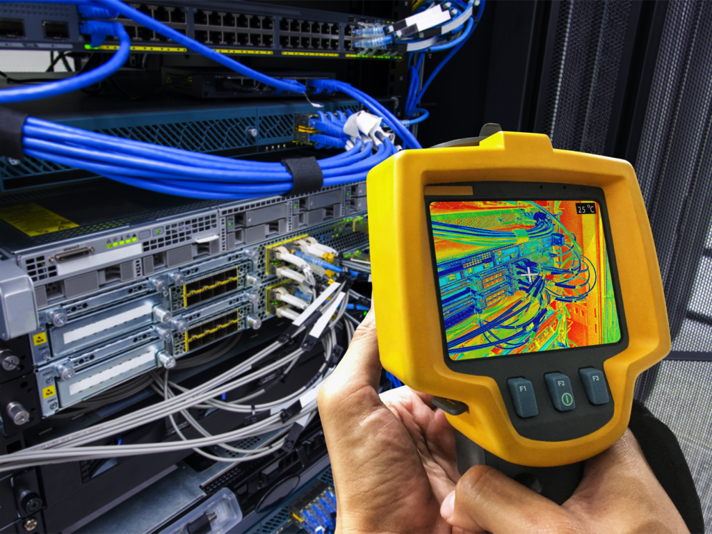 Infrared camera scans a computer server