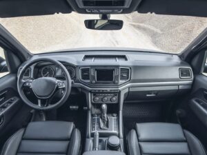 View of an SUV interior and dashboard