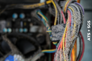 Dust particles on a power cord.