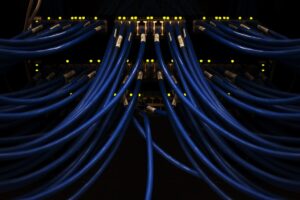 a bundle of blue wires connected to each other